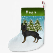 Bi-Black Duitse herder winterbos met naam Kleine Kerstsok (Achterkant)