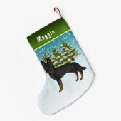 Bi-Black Duitse herder winterbos met naam Kleine Kerstsok (Achterkant (Hangend))