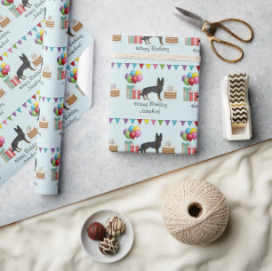 Bi-Black Duitse Herdershond Kleurrijke Gelukkige V Cadeaupapier