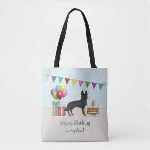 Bi-Black Duitse Herdershond Kleurrijke Gelukkige V Tote Bag