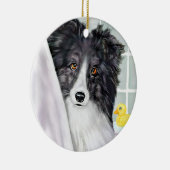 Bi Black Sheltie Bath Keramisch Ornament (Rechts)