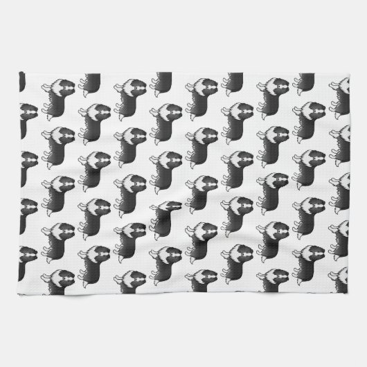 Bi-Black Shetland Sheepdog Cartoon Dog Pattern Theedoek (Horizontaal)