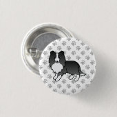 Bi-Black Shetland Sheepdog Cartoon Dog & Paws Ronde Button 3,2 Cm (Voorkant /achterkant)
