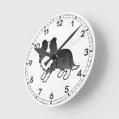 Bi-Black Shetland Sheepdog Cartoon Dog Tekening Ronde Klok (Hoek)