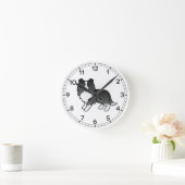 Bi-Black Shetland Sheepdog Cartoon Dog Tekening Ronde Klok (Huis)