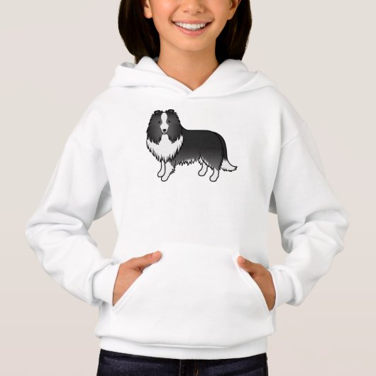 Bi-Black Shetland Sheepdog Cute Cartoon Dog (Voorkant)