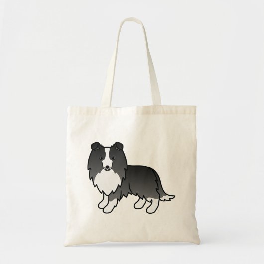 Bi-Black Shetland Sheepdog Sheltie Cartoon Dog Tote Bag (Voorkant)