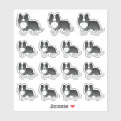 Bi-Black Shetland Sheepdog Sheltie Cartoon Dogs Sticker (Vel)