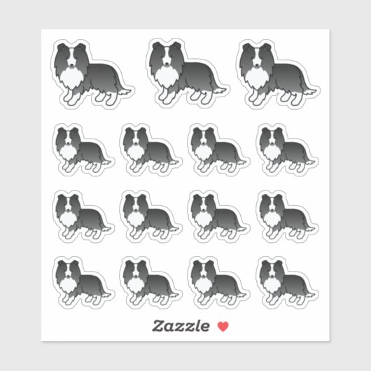 Bi-Black Shetland Sheepdog Sheltie Cartoon Dogs Sticker (Vel)