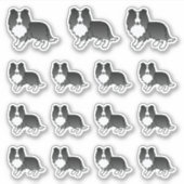 Bi-Black Shetland Sheepdog Sheltie Cartoon Dogs Sticker (Voorkant)