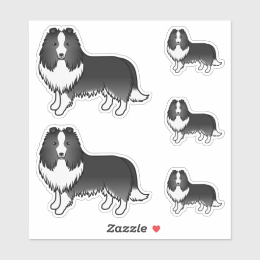Bi-Black Shetland Sheepdog Sheltie Cartoon Dogs Sticker (Vel)