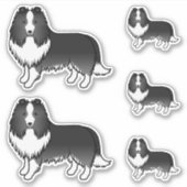 Bi-Black Shetland Sheepdog Sheltie Cartoon Dogs Sticker (Voorkant)