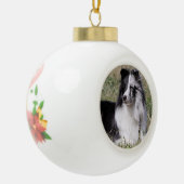 Bi Blue Merle Sheltie met Split Face Keramische Bal Ornament (Links)