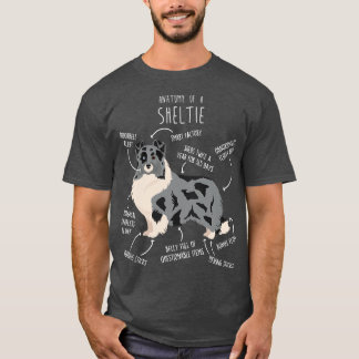 Bi Blue Sheltie Shetland Sheepdog-anatomie T-shirt