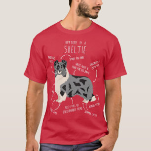 Bi Blue Sheltie Shetland Sheepdog-anatomie T-shirt