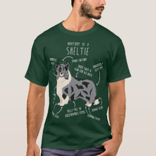 Bi Blue Sheltie Shetland Sheepdog-anatomie T-shirt