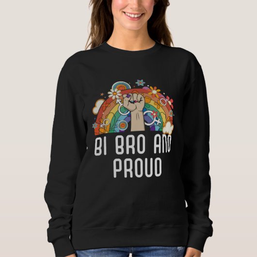 Bi Bro And Proud Bisexual Rainbow Pride Bisexualit Trui (Voorkant)