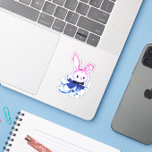 Bi Bunny Sticker (Laptop met iPhone)