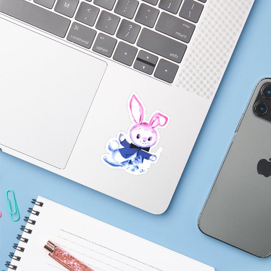 Bi Bunny Sticker (Laptop met iPhone)