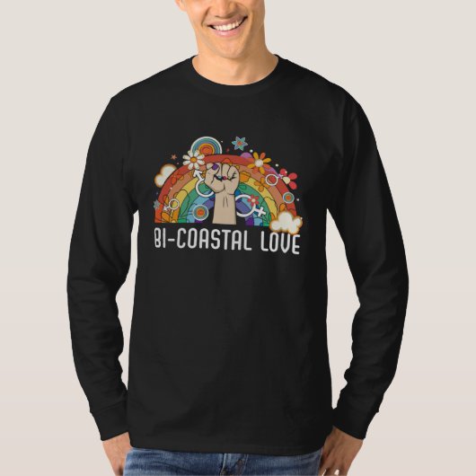 Bi Coastal Love Bisexual Rainbow Pride Bisexuality T-shirt (Voorkant)