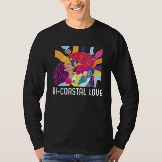 Bi Coastal Love Bisexual Rainbow Pride Bisexuality T-shirt (Voorkant)