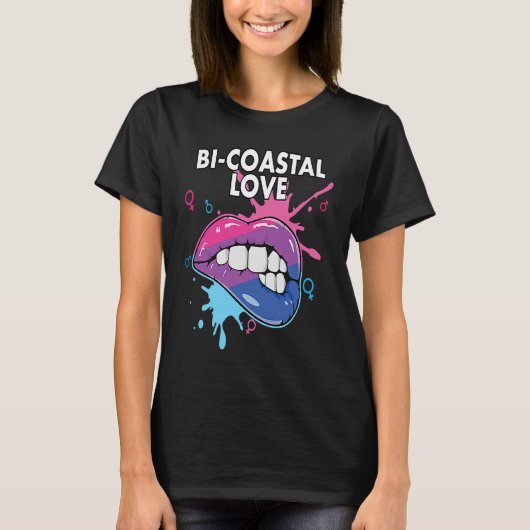 Bi Coastal Love Bisexual Rainbow Pride Bisexuality T-shirt (Voorkant)