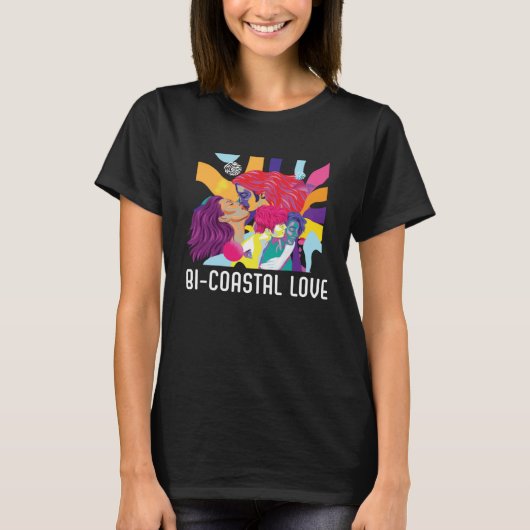 Bi Coastal Love Bisexual Rainbow Pride Bisexuality T-shirt (Voorkant)