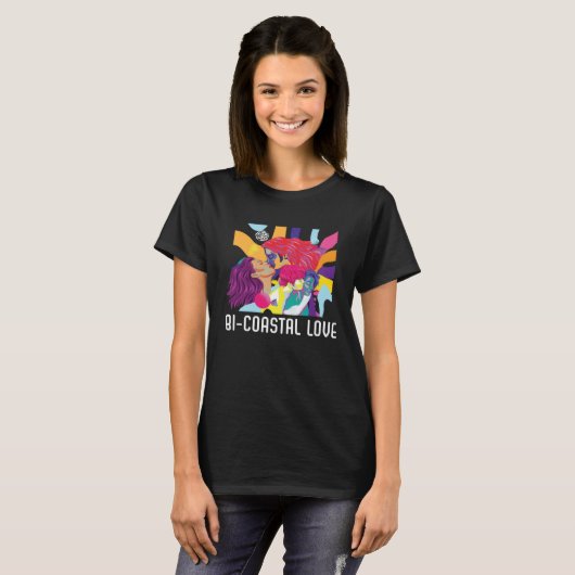 Bi Coastal Love Bisexual Rainbow Pride Bisexuality T-shirt (Voorkant volledig)