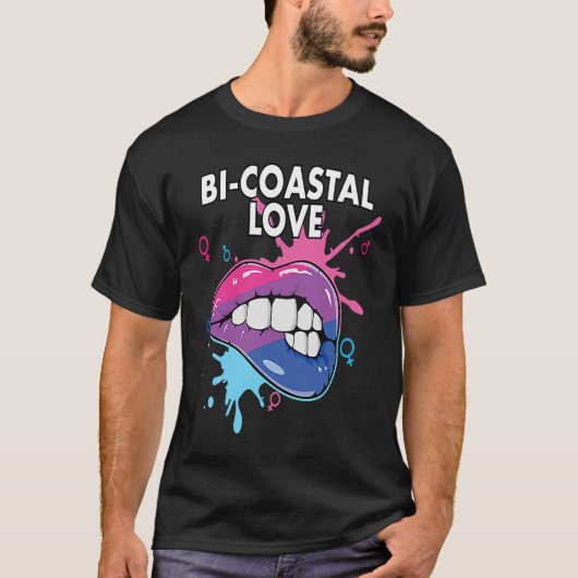 Bi Coastal Love Bisexual Rainbow Pride Bisexuality T-shirt (Voorkant)
