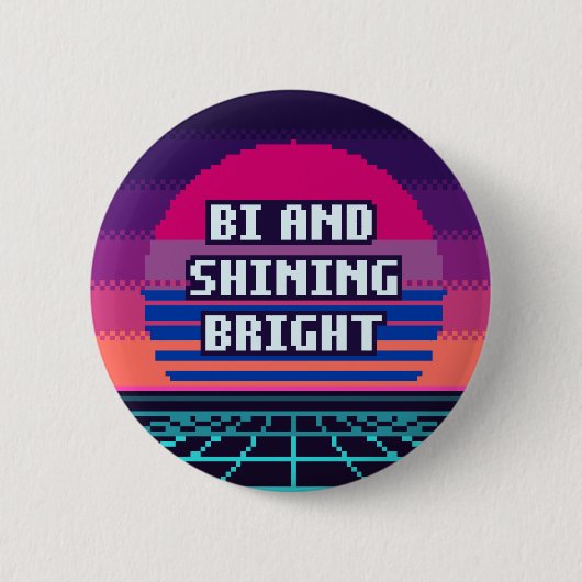 Bi En Stralend Fel Pride Pixel Knop Ronde Button 5,7 Cm (Voorkant)