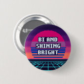 Bi En Stralend Fel Pride Pixel Knop Ronde Button 5,7 Cm (Voorkant /achterkant)