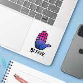Bi Five Hoge Vijf Sticker (Laptop met iPhone)