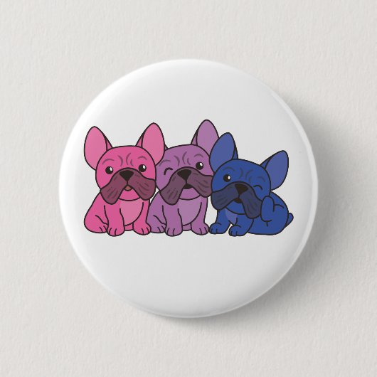 Bi Flag French Bulldog Pride Lgbtq Dogs Button (Voorkant)