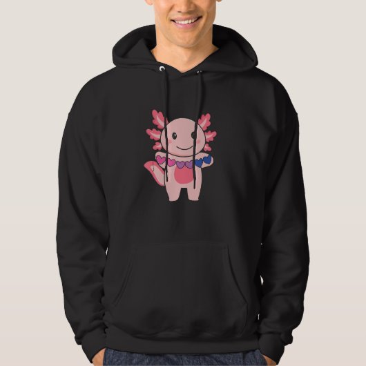 Bi Flag No Gender Pride Lgbtq Axolotl Hoodie (Voorkant)