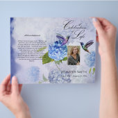 Bi-Fold Blue Hydrangeas Funeral Programme Flyer (Hand)