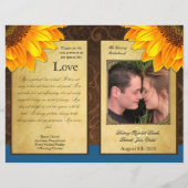 Bi Fold Blue Sunflower Wedding Ceremony Programma (Achterkant)