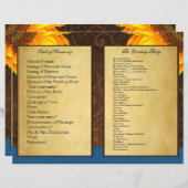 Bi Fold Blue Sunflower Wedding Ceremony Programma (Voorkant / Achterkant)