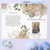 Bi-Fold Crème Bruine Pioen Rouwprogramma Flyer (Enkel)