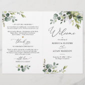 Bi-Fold Elegant Greenery Wedding Programme (Voorkant)
