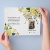 Bi-Fold Gele Rozen Vlinder Uitvaartprogramma Flyer (Hand)