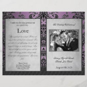 Bi Fold Paars Damask Wedding Ceremony Programma's (Achterkant)