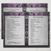 Bi Fold Paars Damask Wedding Ceremony Programma's (Voorkant / Achterkant)