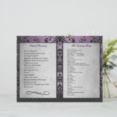 Bi Fold Paars Damask Wedding Ceremony Programma's (Staand voorkant)