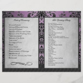 Bi Fold Paars Damask Wedding Ceremony Programma's (Voorkant)