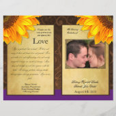 Bi Fold Paars Sunflower Wedding Ceremony Programma (Achterkant)