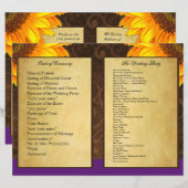 Bi Fold Paars Sunflower Wedding Ceremony Programma (Voorkant / Achterkant)
