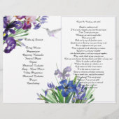 Bi-Fold Paarse Ises Hummingbird Funeral Programme Flyer (Achterkant)