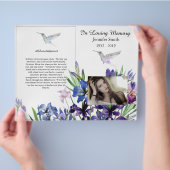 Bi-Fold Paarse Ises Hummingbird Funeral Programme Flyer (Hand)