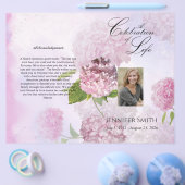 Bi-Fold Pink Hydrangeas Funeral Programme Flyer (Enkel)