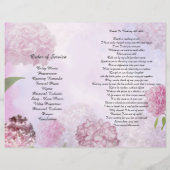 Bi-Fold Pink Hydrangeas Funeral Programme Flyer (Achterkant)